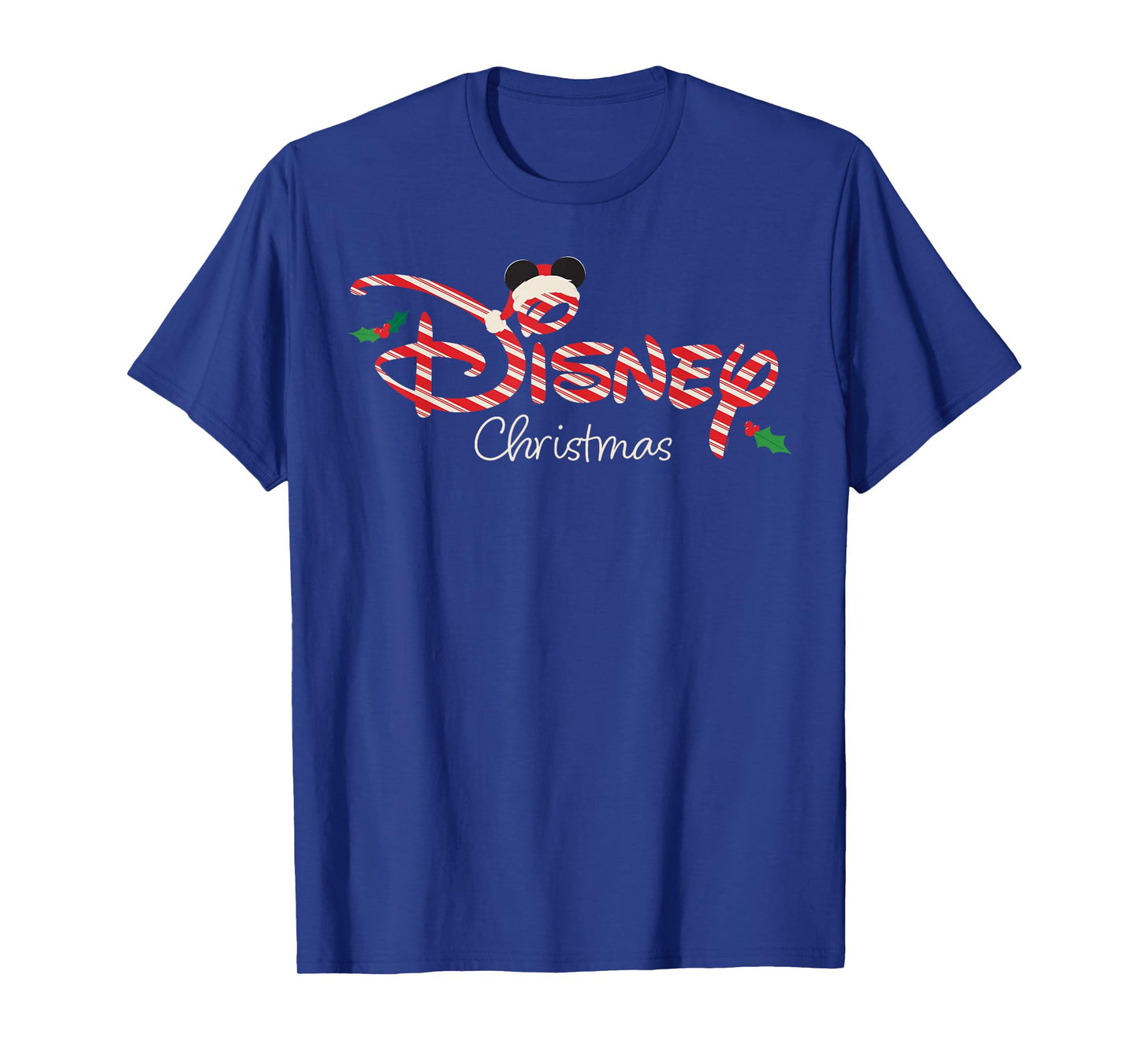 Disney Christmas Script Logo Candy Cane Holiday Trip T-Shirt