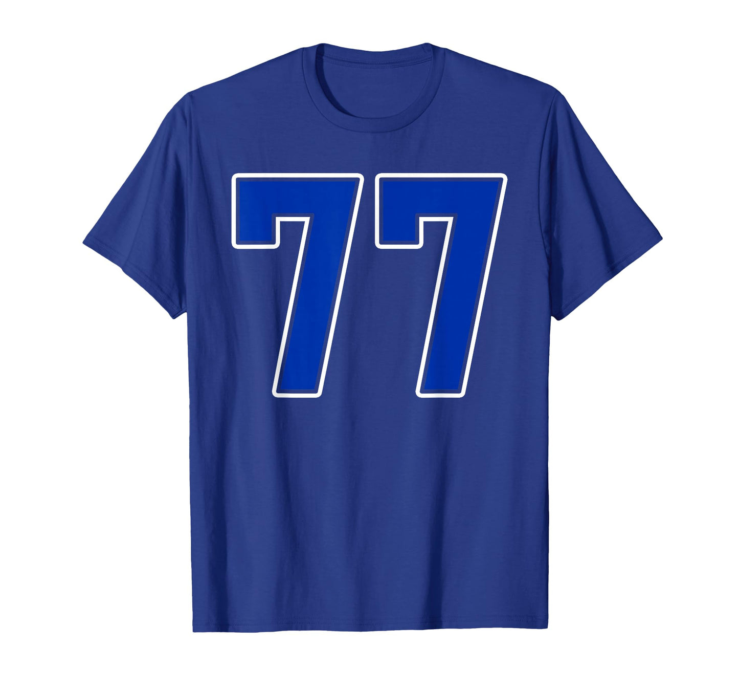 Royal Blue White Number 77 Jersey Player Uniform #77 T-Shirt