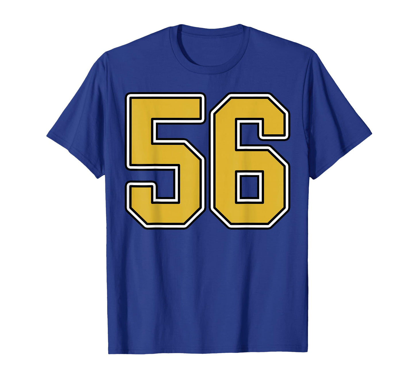 Old Gold Black White Sports Number 56 Jersey Uniform Player T-Shirt