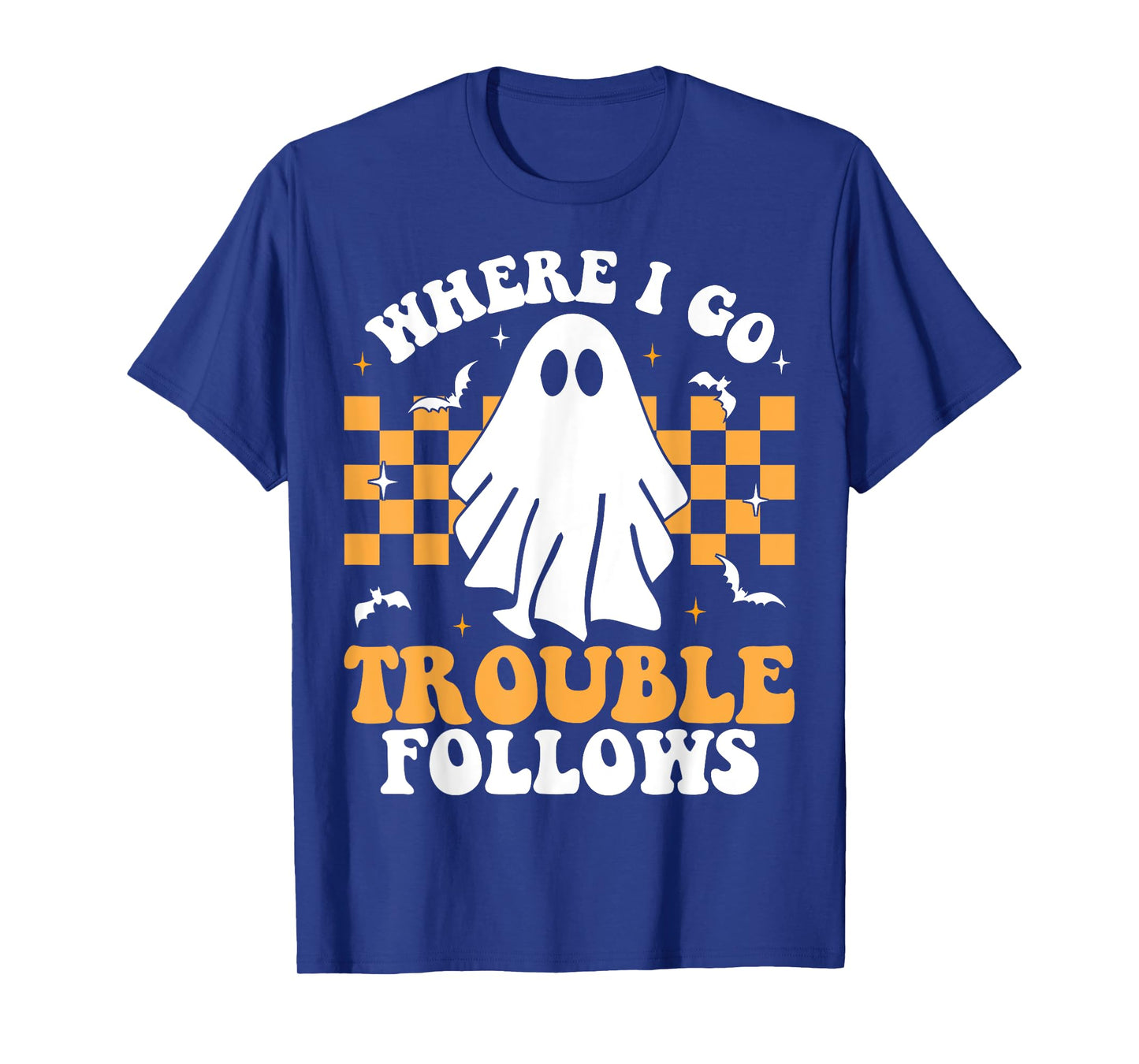 Where I Go Trouble Follows Matching Halloween Pajama Couples T-Shirt