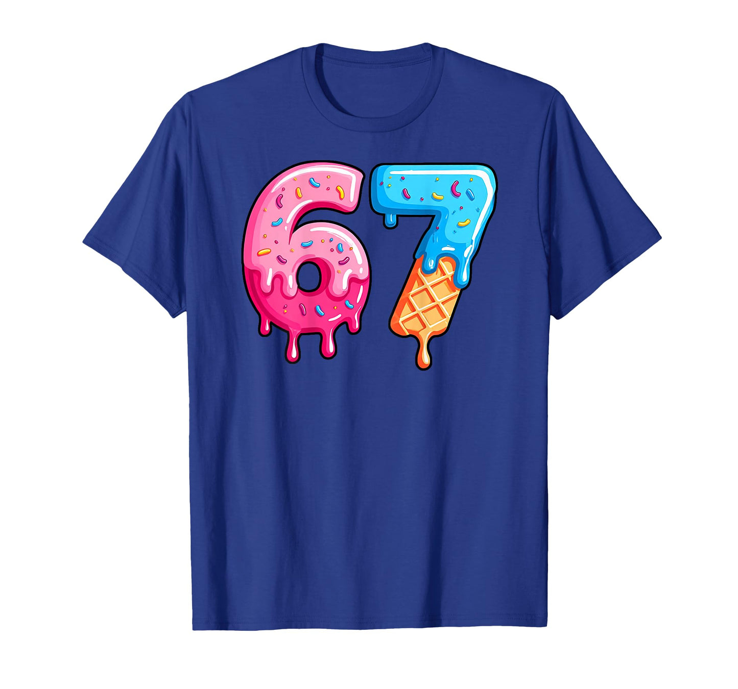 Six Seven Ice Cream Drip Cool Meme 67 Funny Number (on Back) T-Shirt