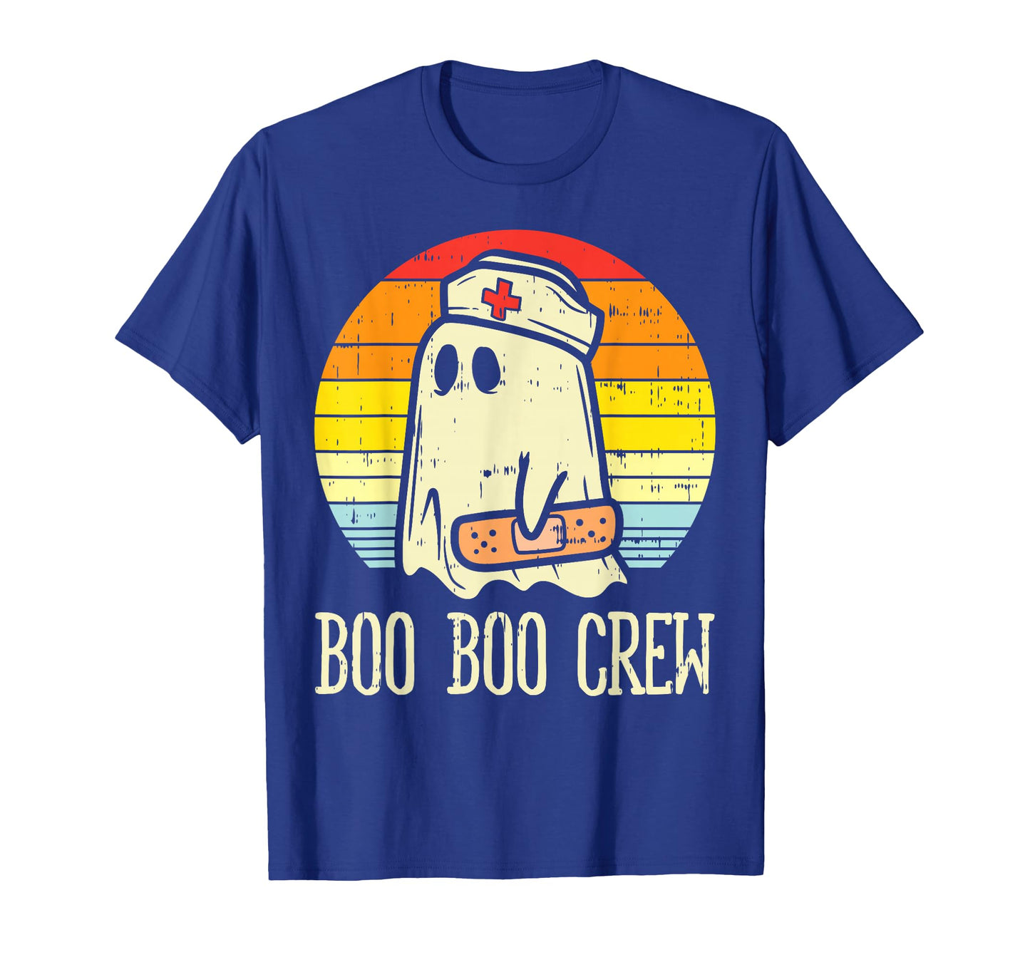 Halloween Nurse Ghost Boo Boo Costume Scrub Top Women Crew T-Shirt