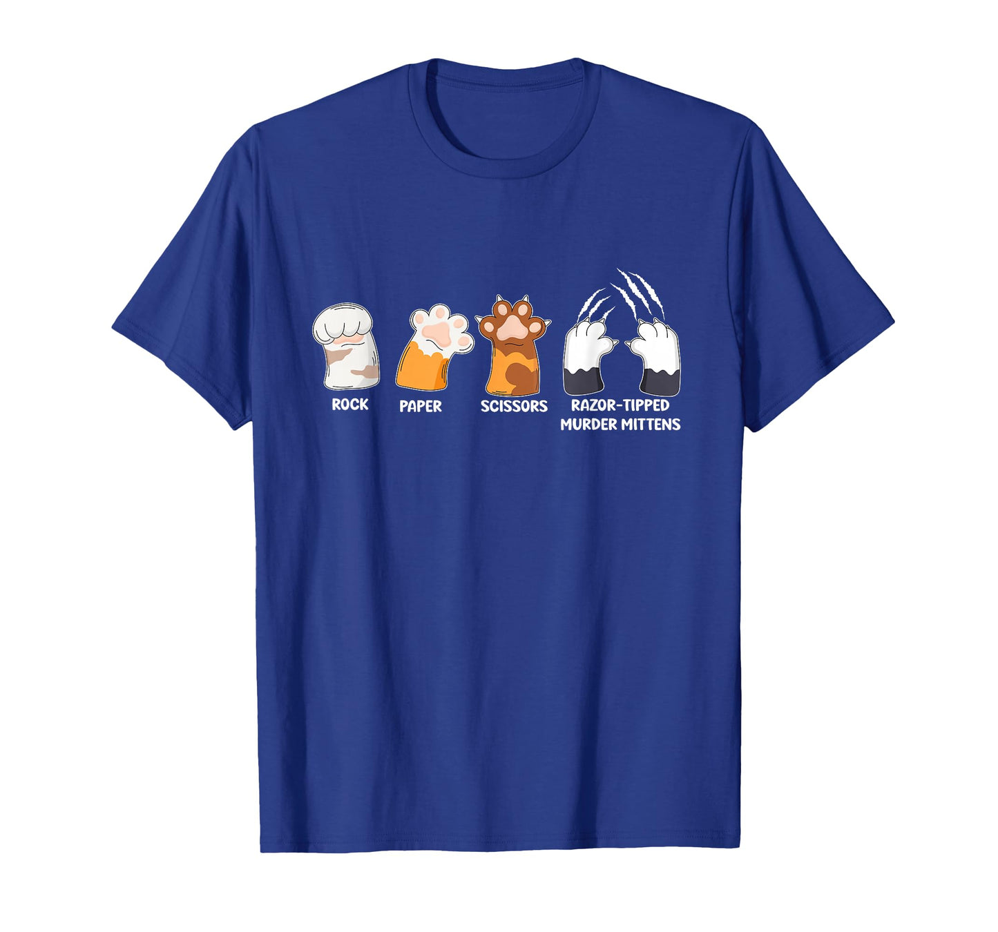 Rock Paper Scissors Razor Tipped Murder Mittens Fun Cat paws T-Shirt