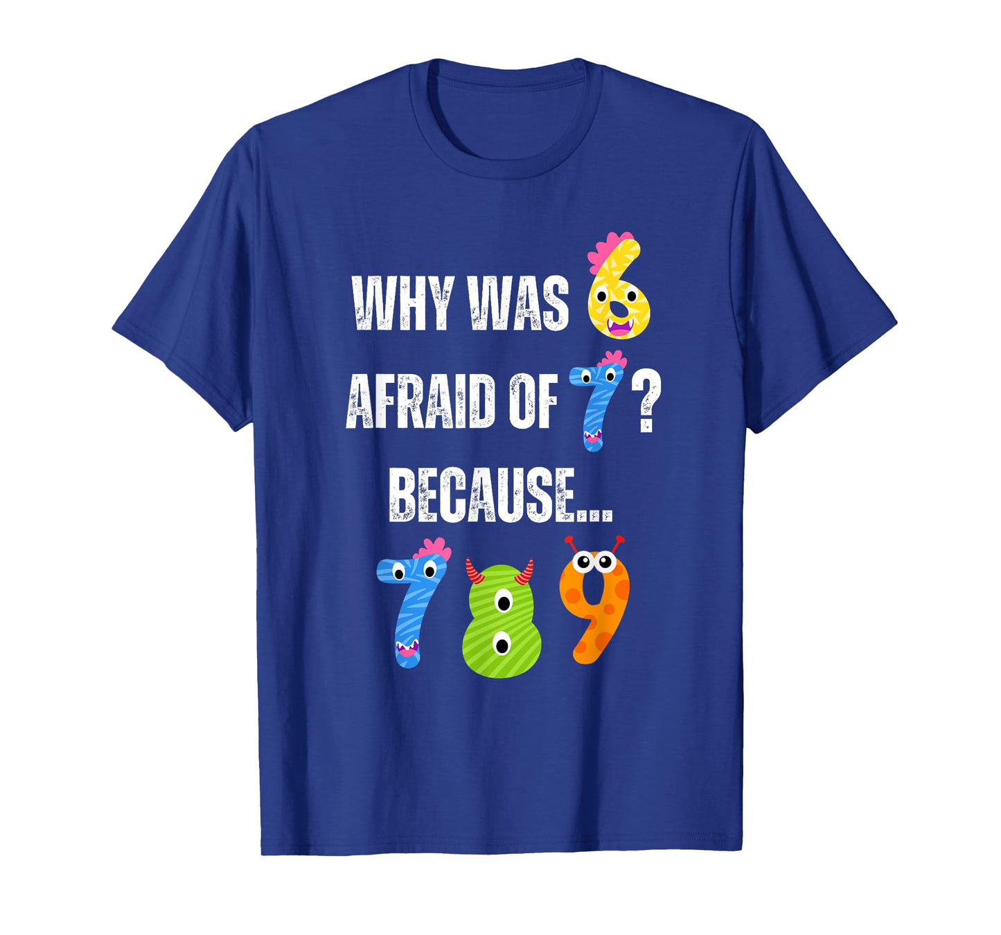 Why Was 6 Afraid Of 7 Joke Funny Maths Numbers Day Kids T-Shirt