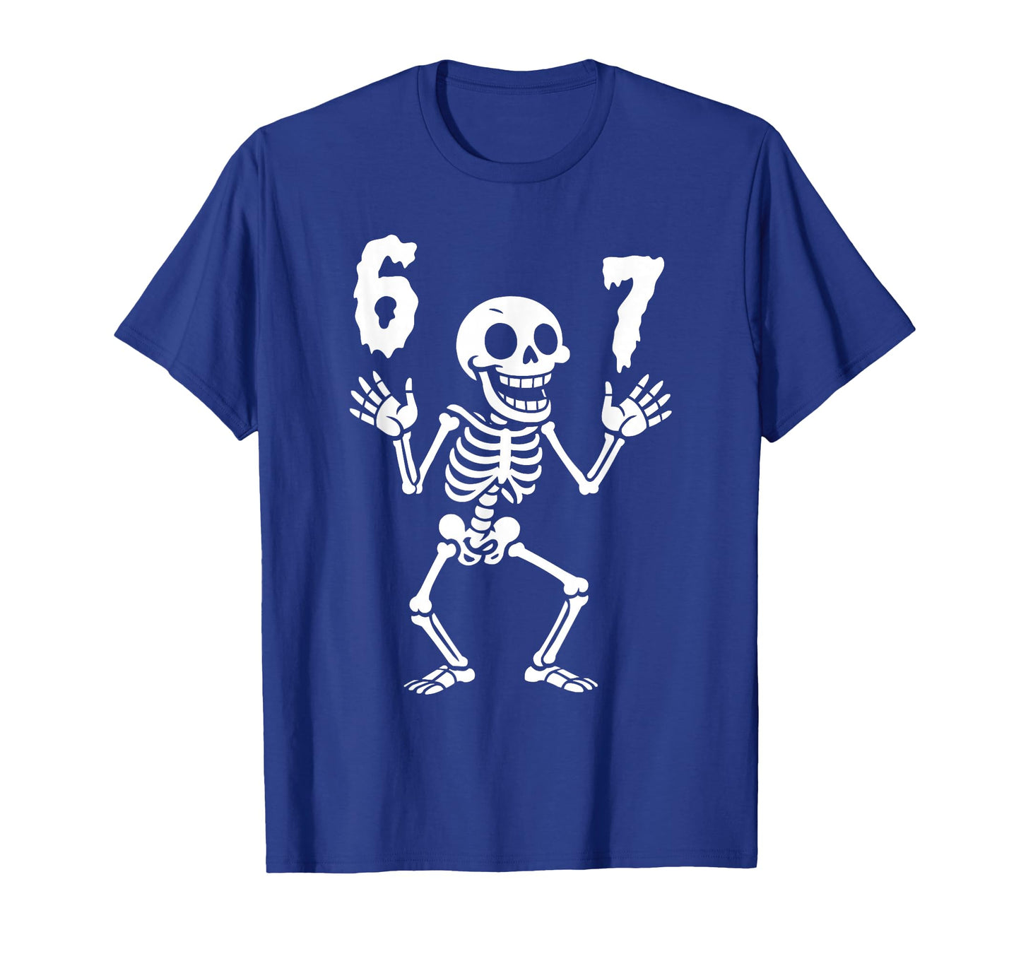 Funny Six Seven Skeleton Halloween 6 7 Meme T-Shirt