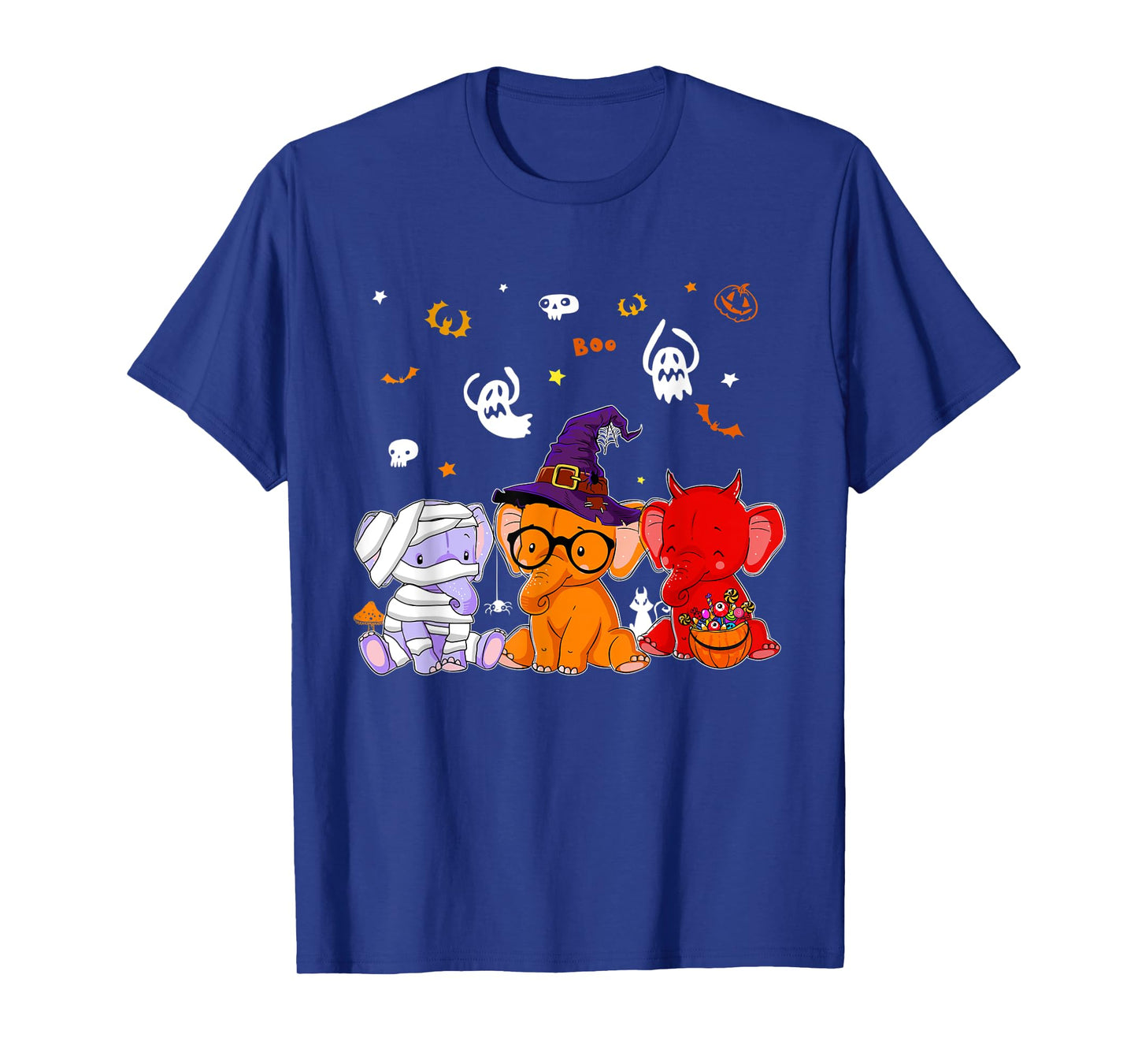 Cute Elephants In Mummy Wicked Witches Devil Halloween T-Shirt