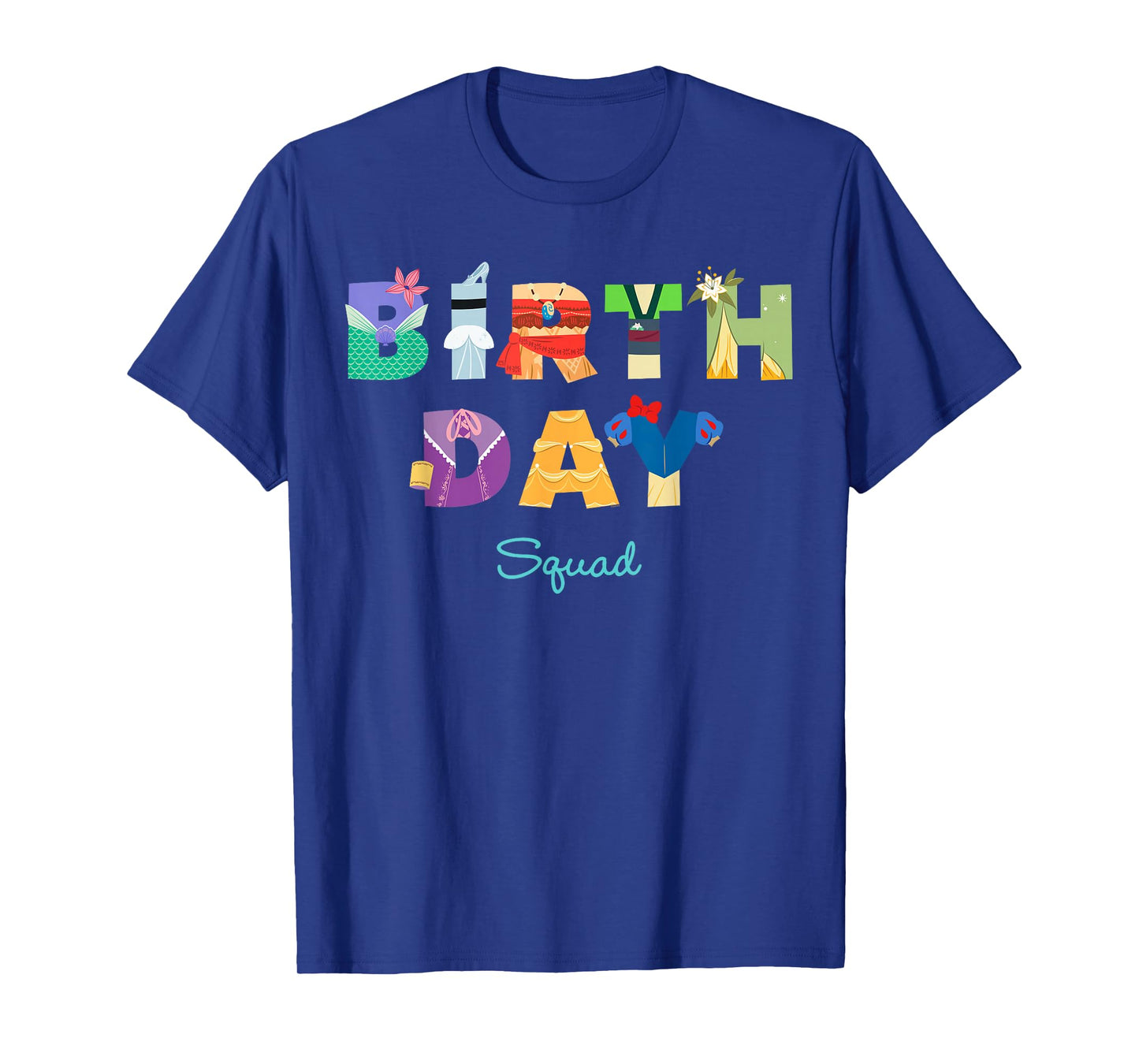 Disney Princess "Birthday Squad" Big Character Letters T-Shirt