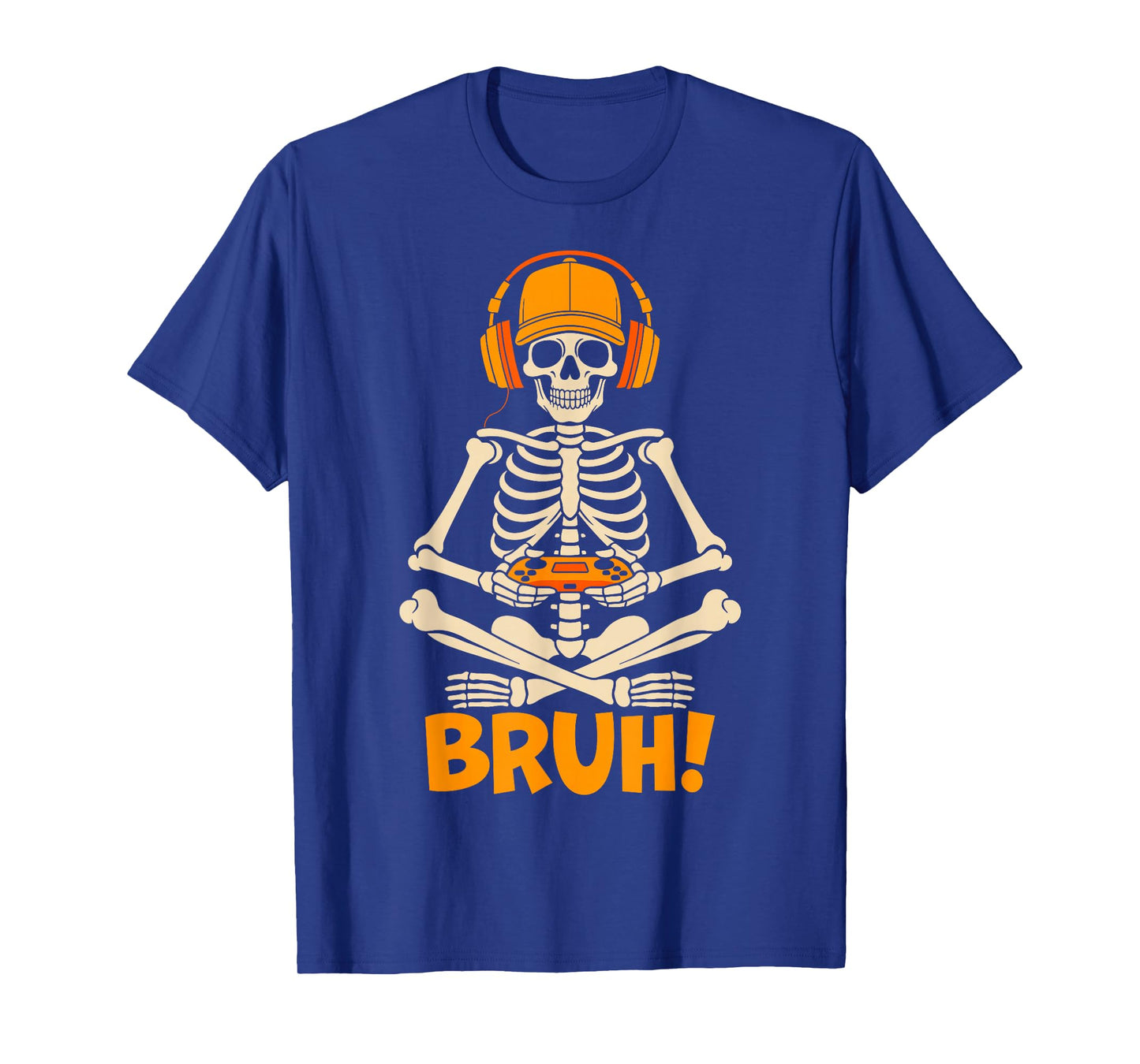Bruh Skeleton Gamer Halloween Video Gaming Boys Girls Men T-Shirt