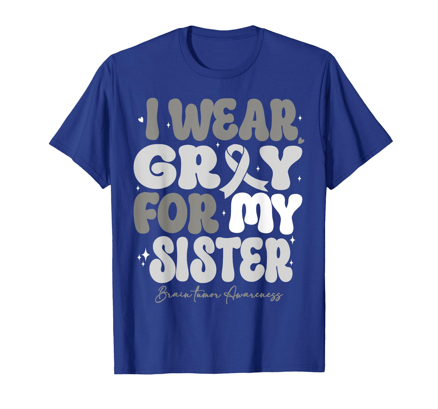 I Wear Gray For My Sister Brain Tumor Awareness Ribbon Retro T-Shirt