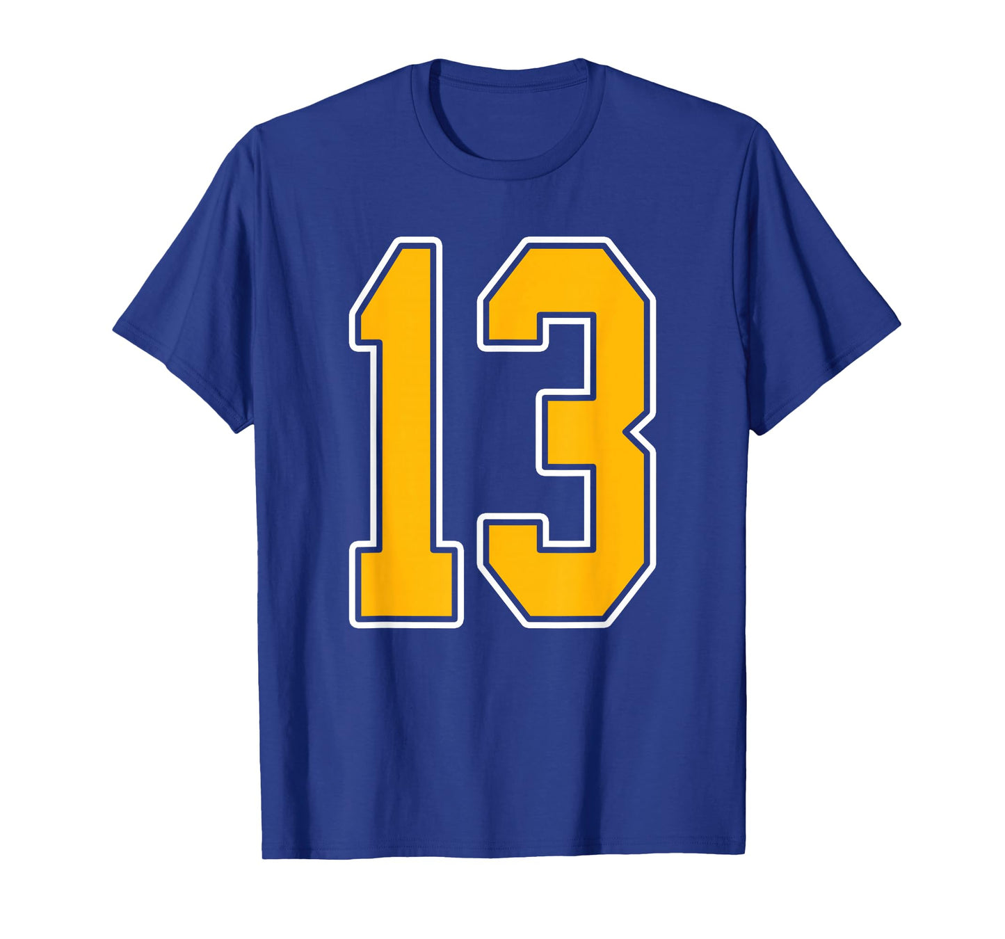 Gold and White Sports Number 13 Jersey Uniform Player T-Shirt