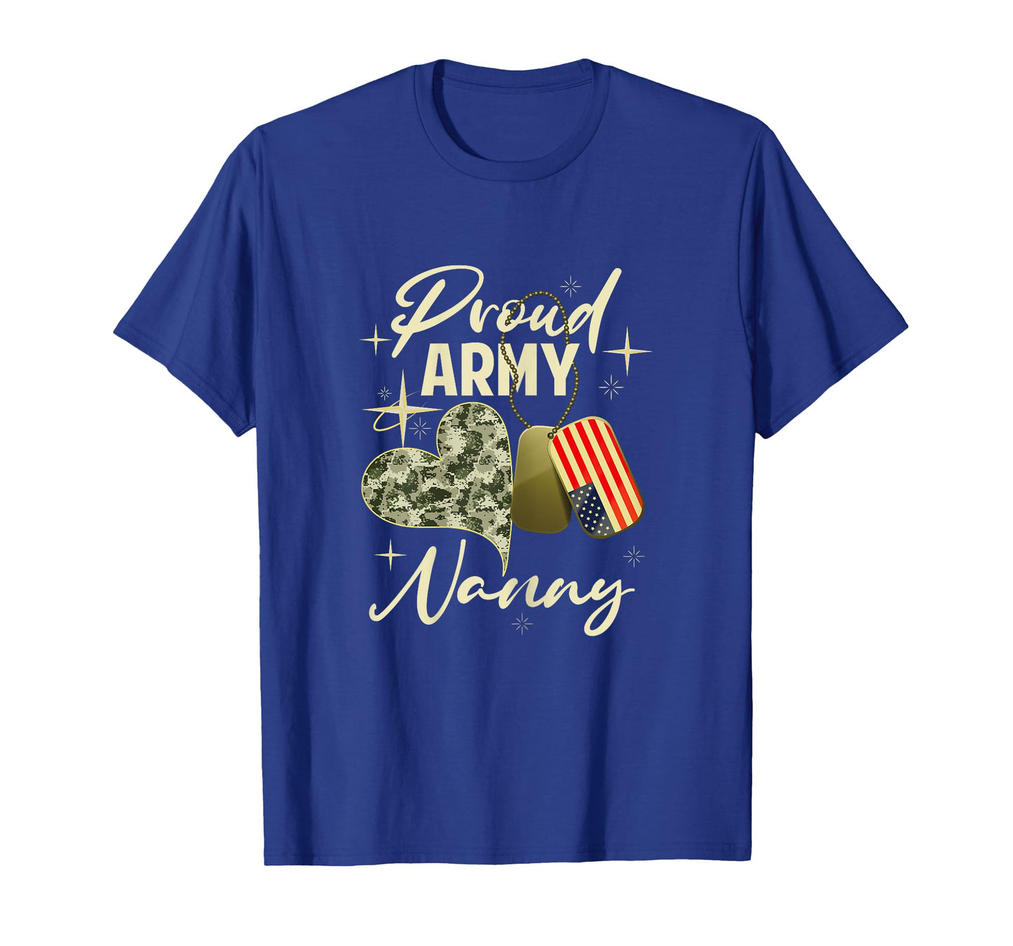 Proud Army Nanny Camouflage Mother's Day Dog Tag US Flag T-Shirt