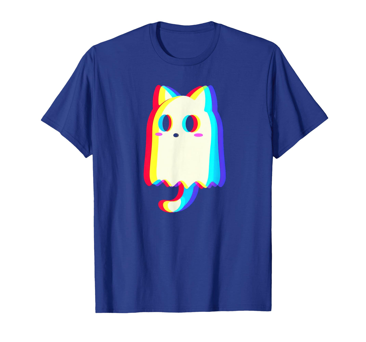 Trippy Vaporwave Ghost Cat Halloween Techno Rave EDM Men Women Kids T-Shirt