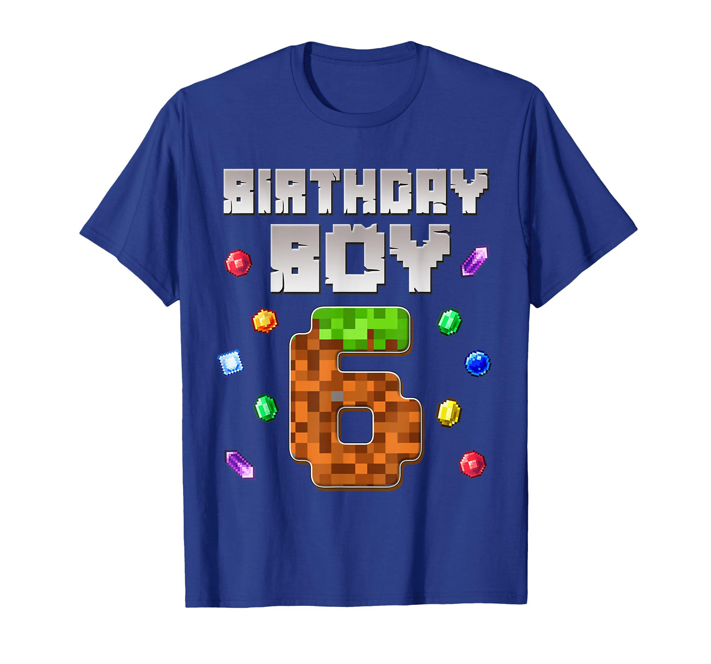 Birthday Boy Kids 6th Birthday 6 Year Old Gamer Pixel T-Shirt