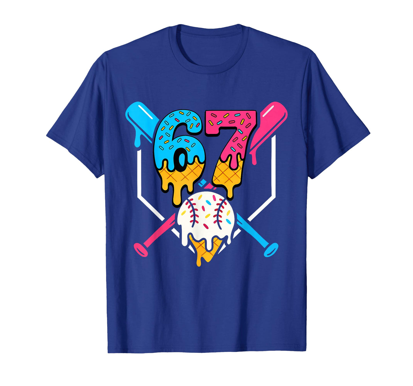 67 Ice Cream Drip Baseball Meme Six Seven Gen Alpha Slang T-Shirt