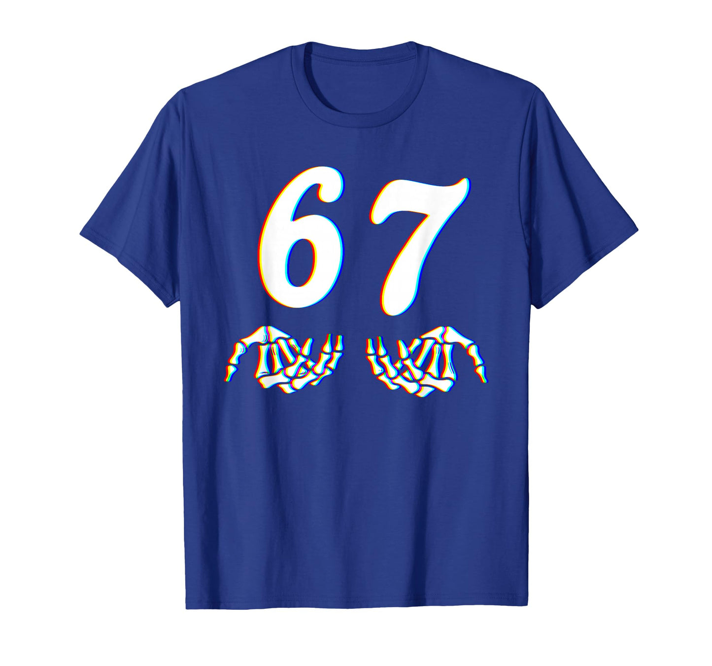 Funny Six Seven 6 7 Meme 67 Skeleton Hand Halloween Costume T-Shirt