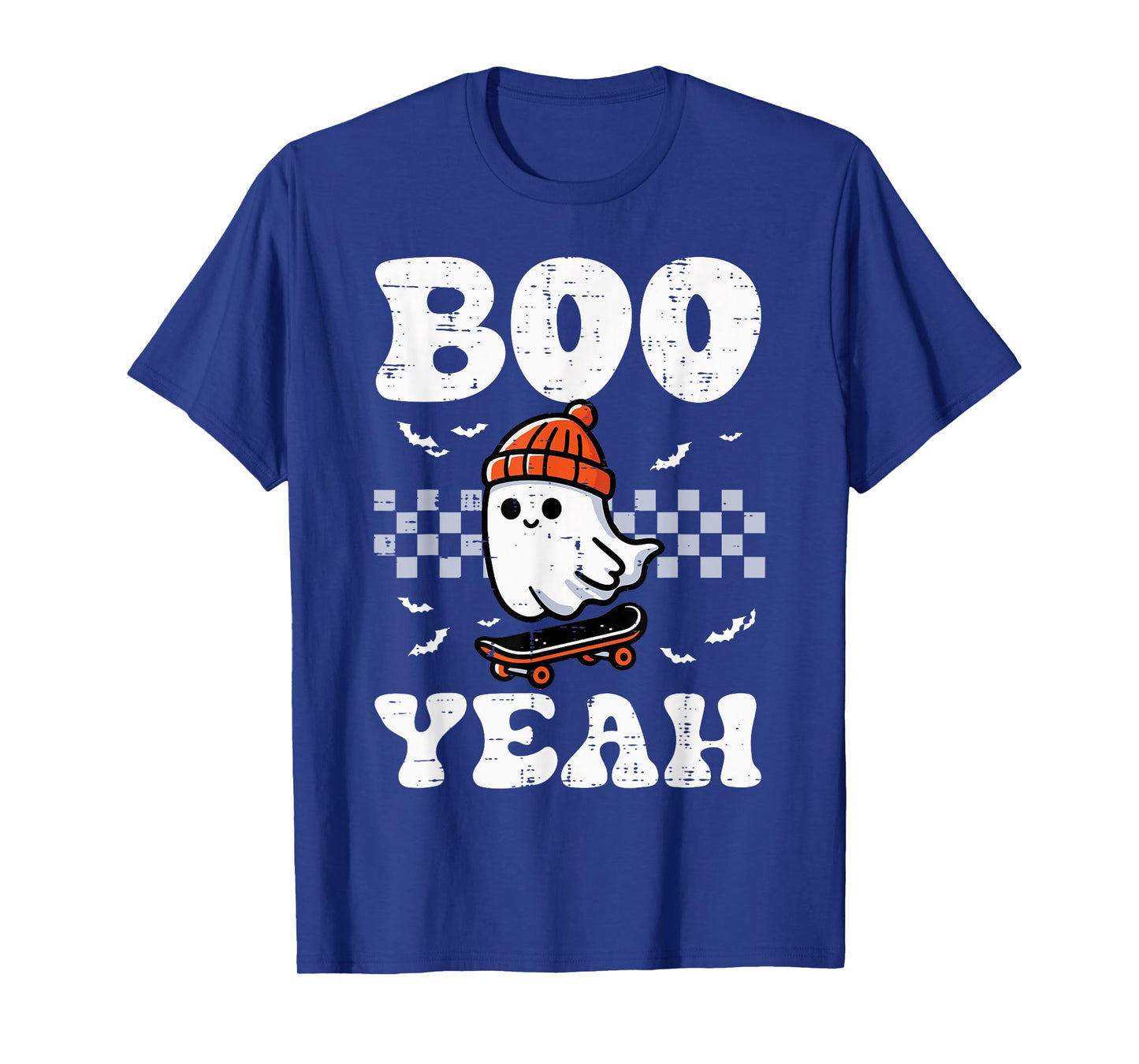 Halloween Ghost Skateboard Boo Yeah Costume Boys Kids Men T-Shirt