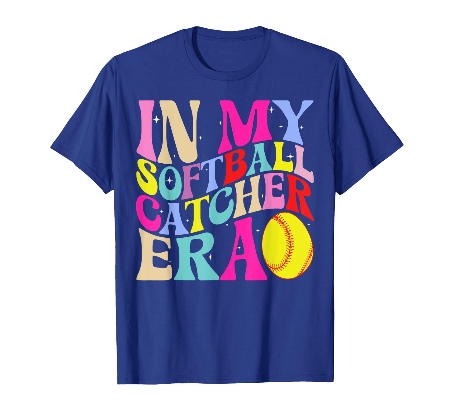 In My Softball Catcher Era Groovy Softball Lover Game Day T-Shirt
