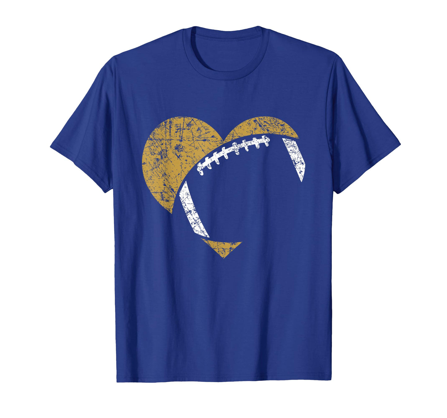 Football Heart Cutout Gold White Team Game Gift T-Shirt