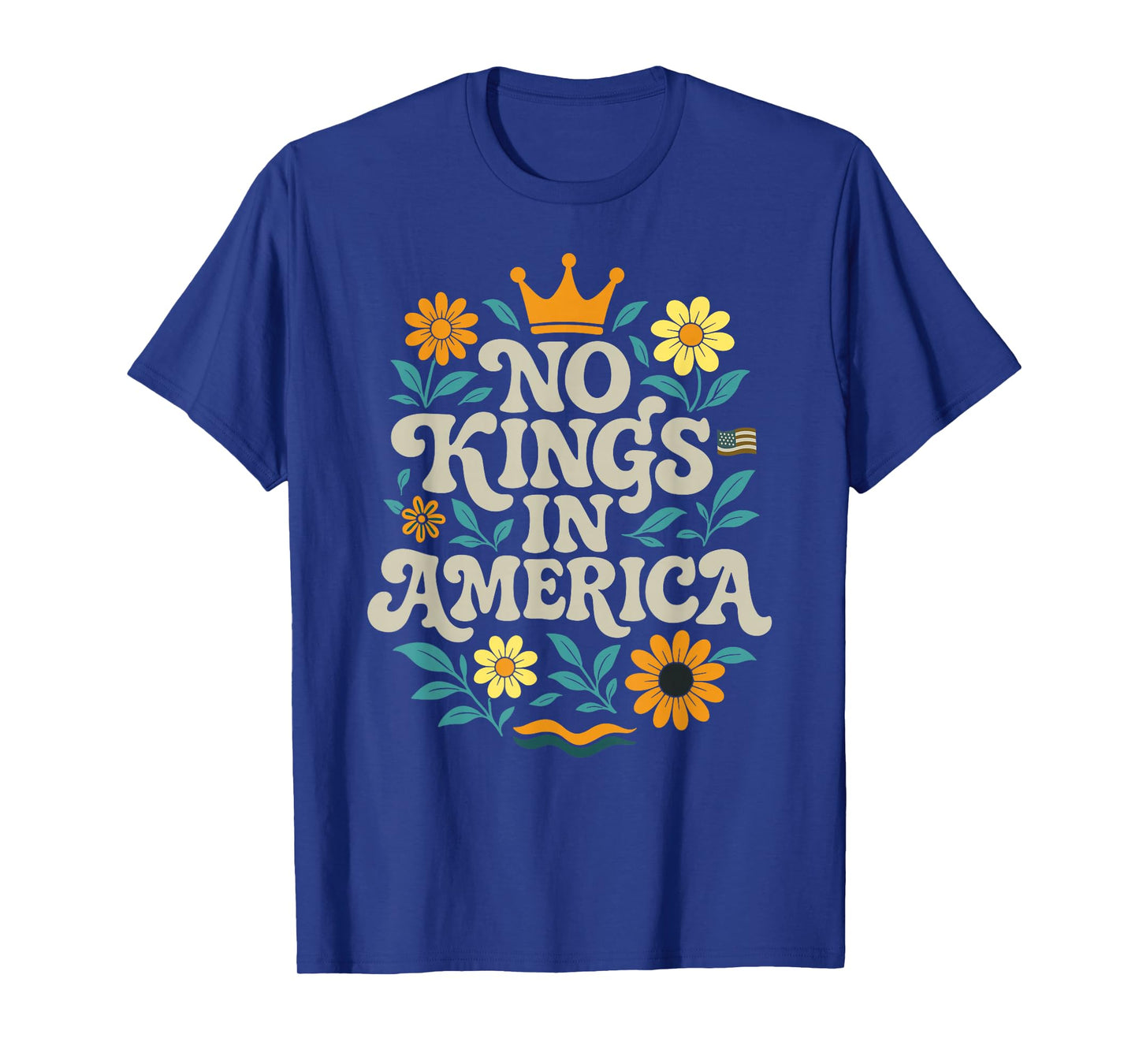 No King In American Retro Floral 70s Democracy Women T-Shirt