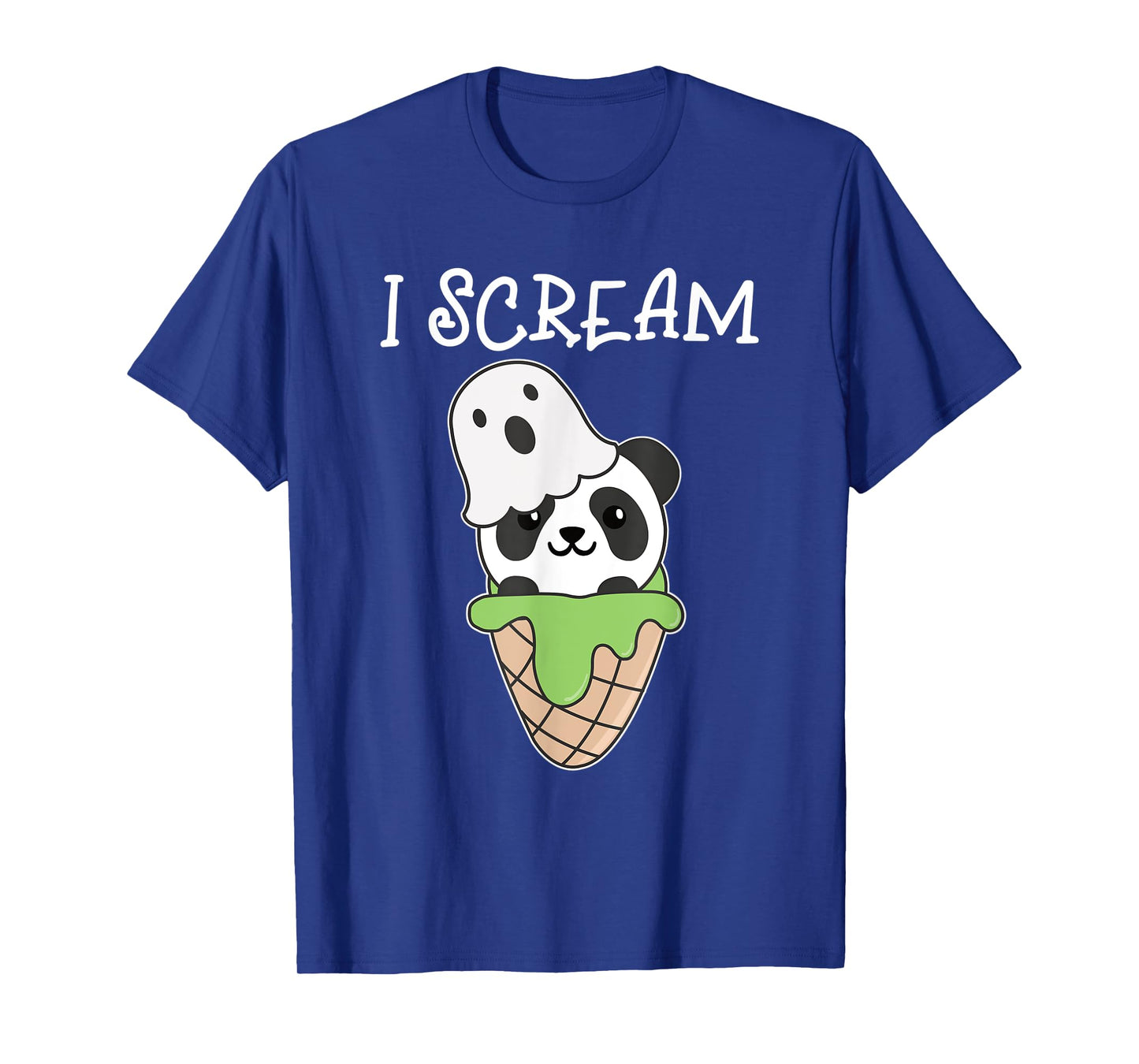 Panda Halloween Ghost I Scream Ice Cream Pun Men Women Kids T-Shirt