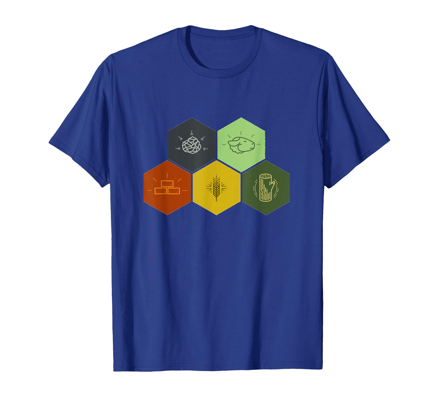 Brick, Wood, Rock, Wheat, & Sheep T-Shirt | Board Game Geek T-Shirt