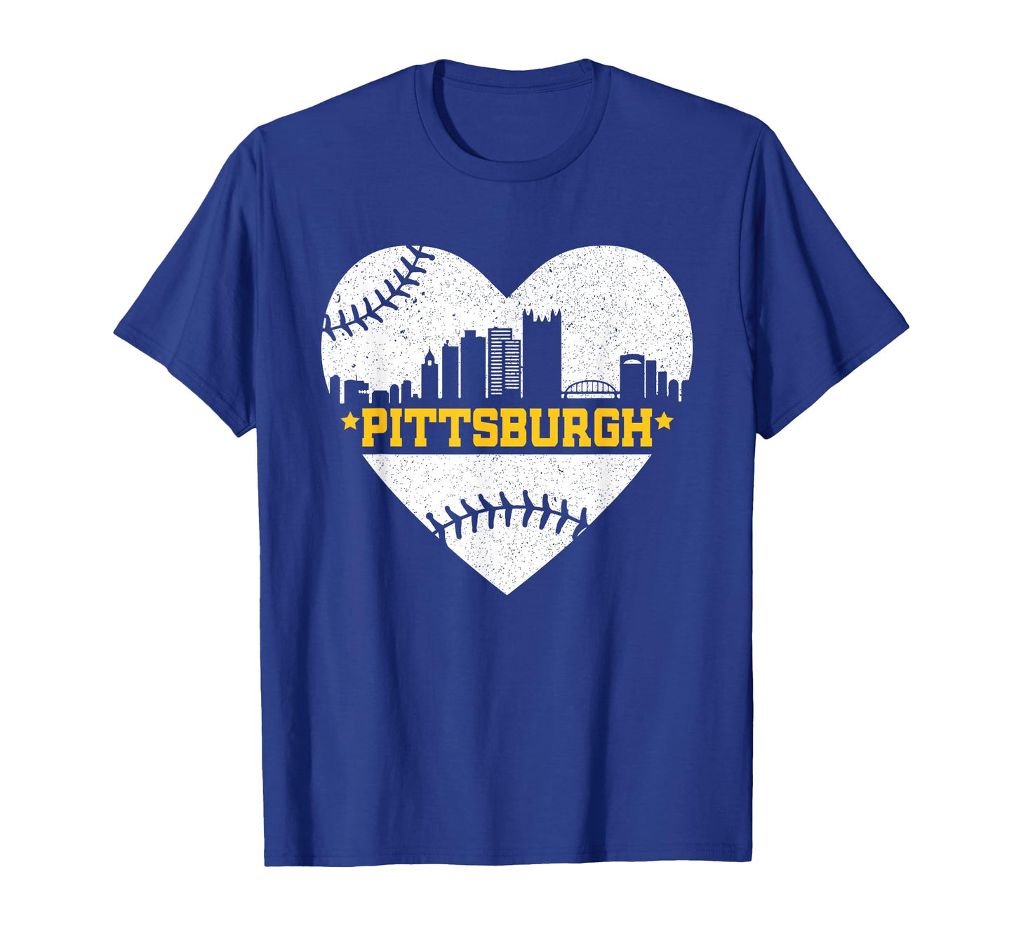 Pittsburgh Lovers Skyline Retro Baseball Heartbeat Men Women T-Shirt