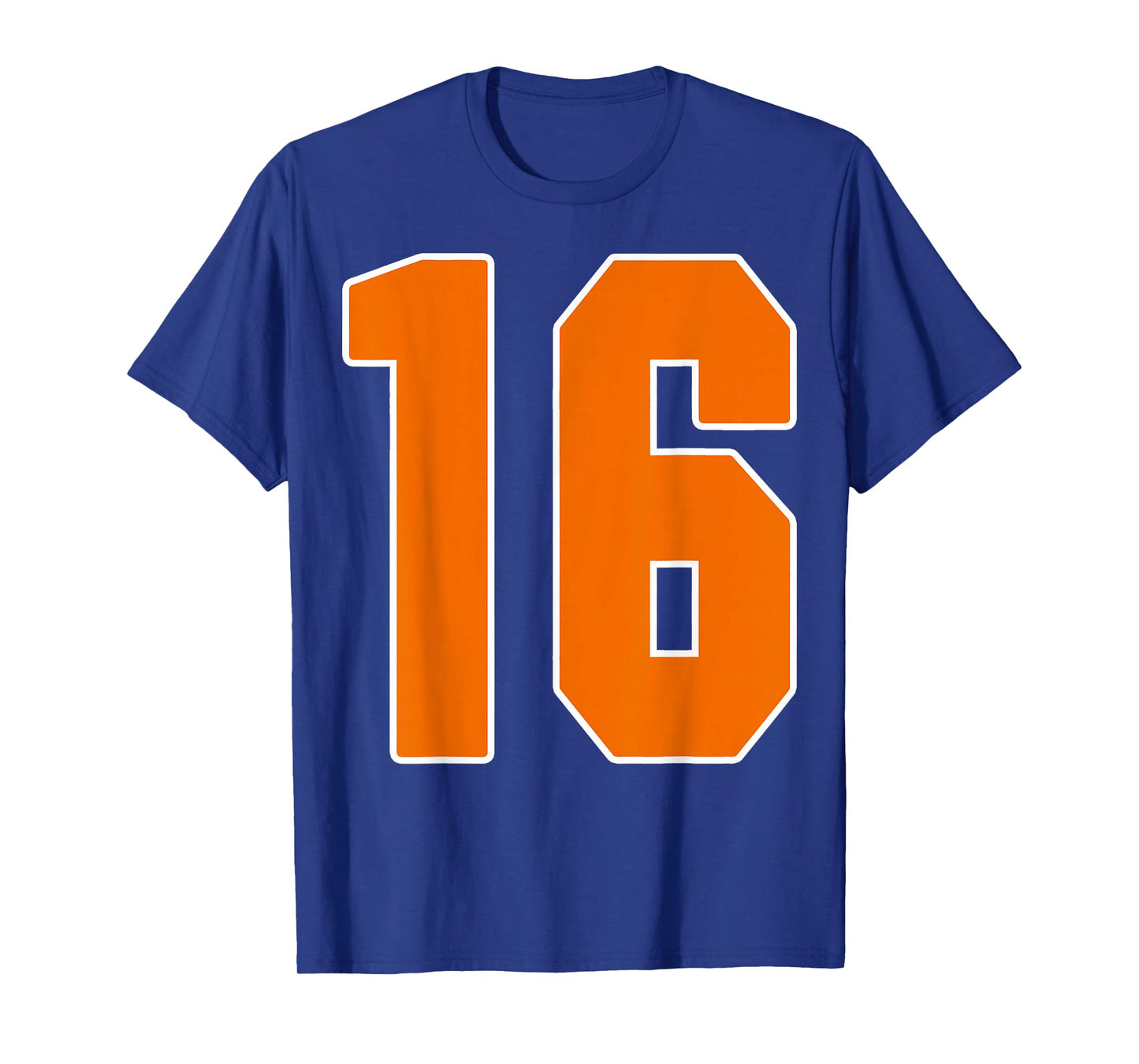 Orange Sports Number 16 Jersey Uniform Player Fan T-Shirt