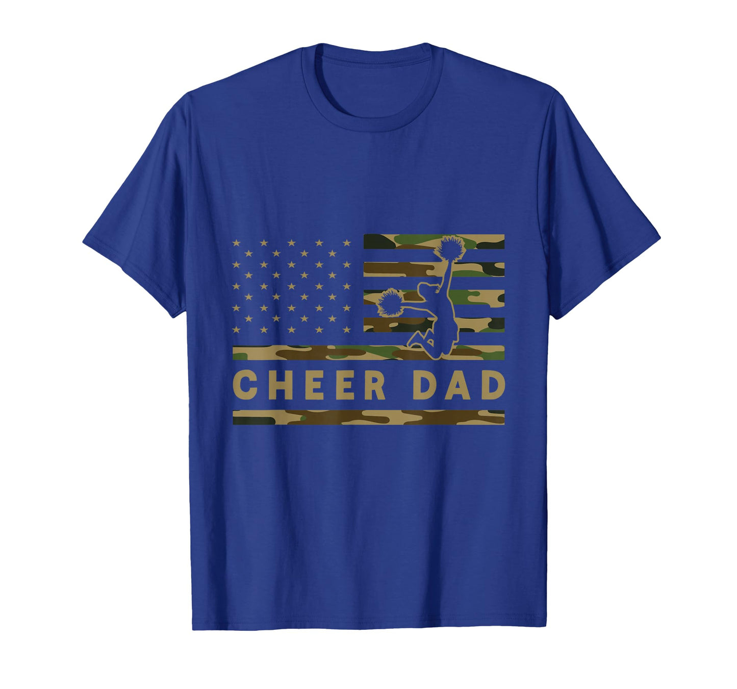 Cheer Dad Camo American Flag Cheerleader Supporter T-Shirt