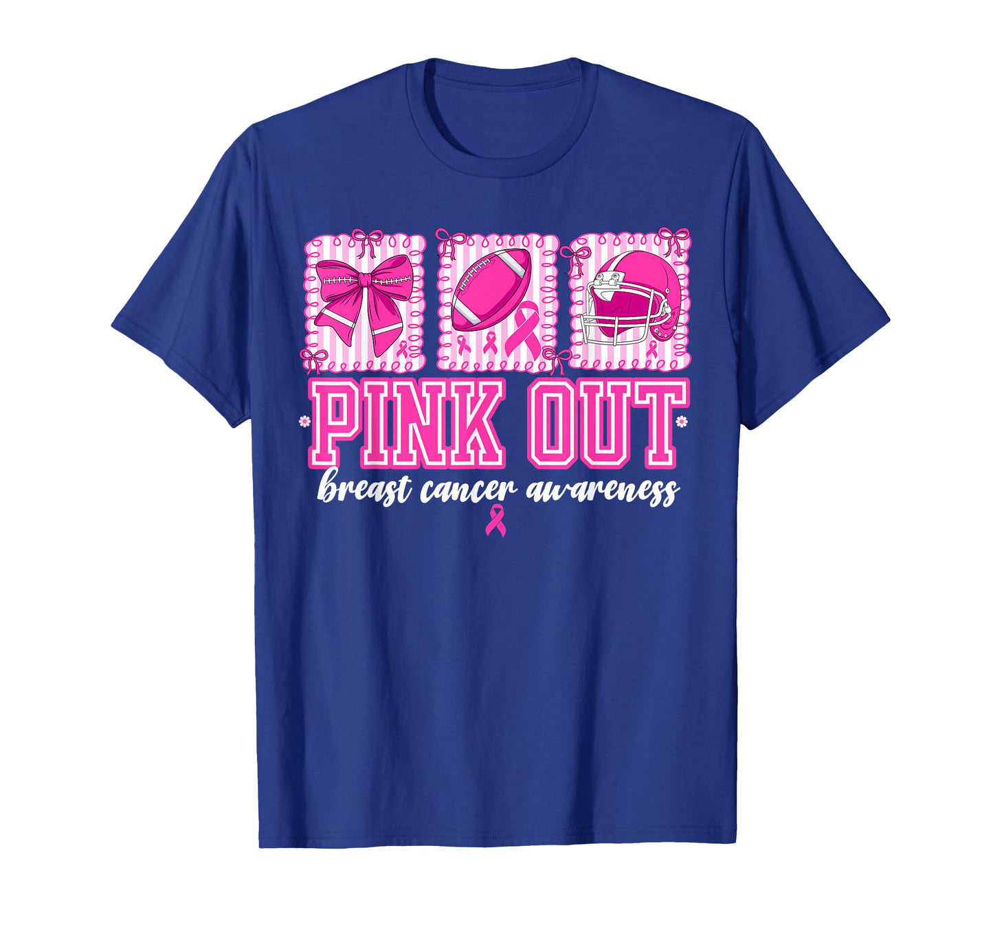 Preppy Pink Out Breast Cancer Football Coquette Bow Women T-Shirt