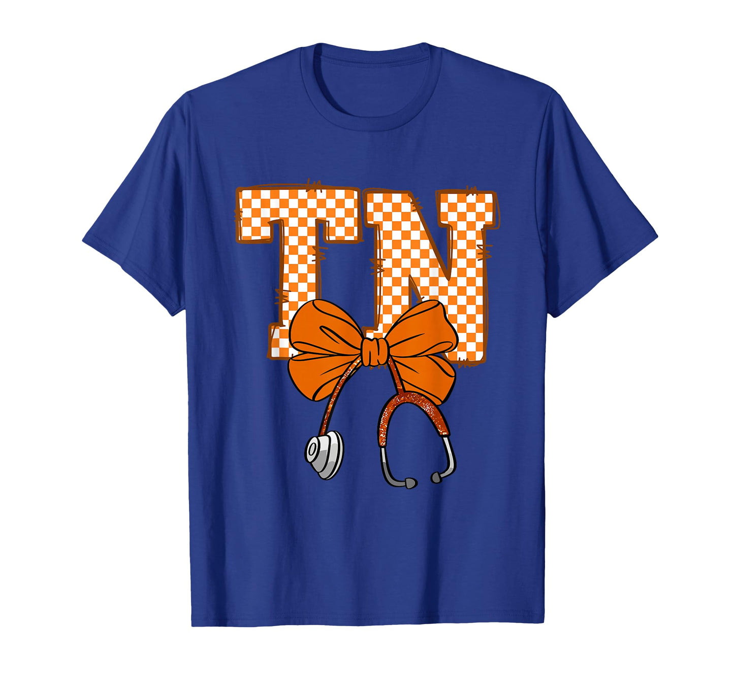 Coquette Tennessee Stethoscope Bow Checkered Tennessee Nurse T-Shirt