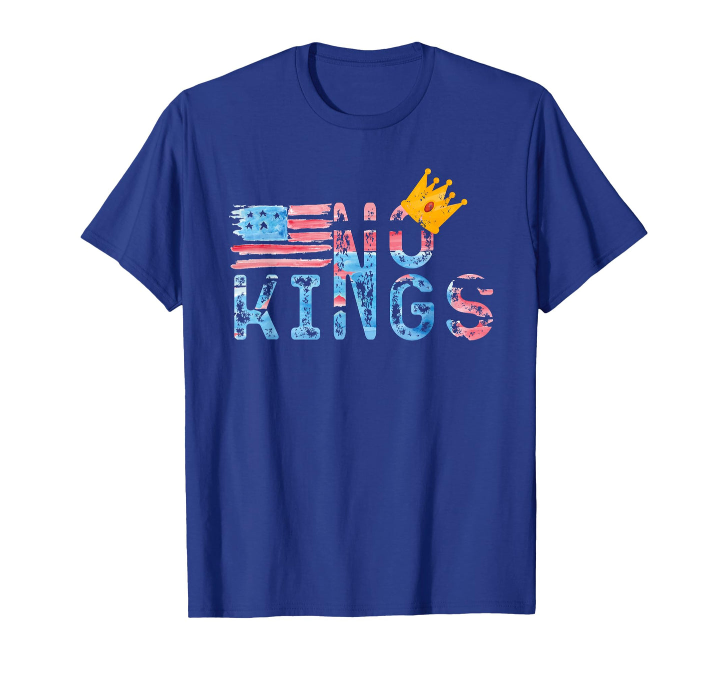 No Kings in America US Flag Vintage Women Men Funny T-Shirt