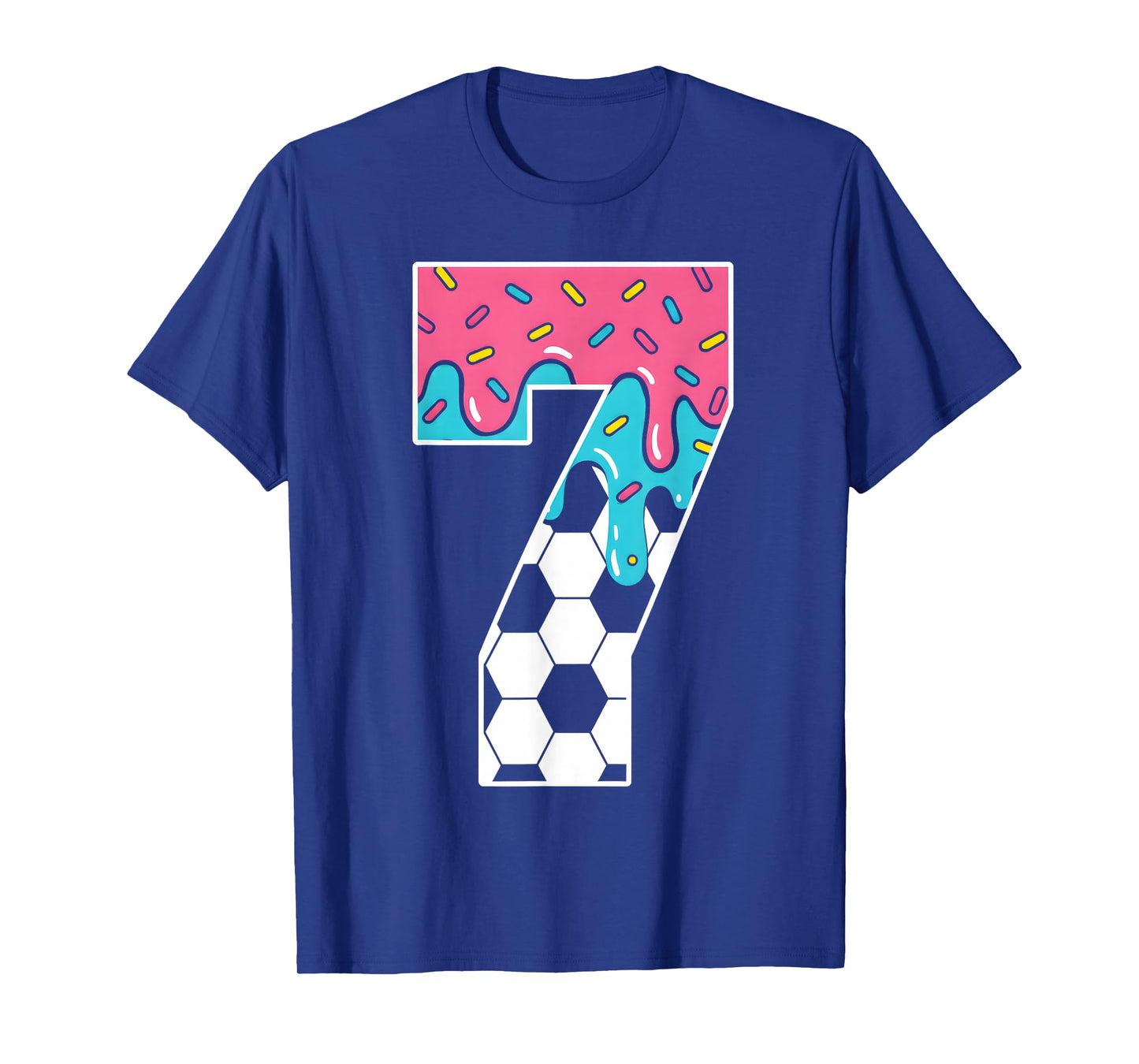 Soccer 7 Year Old Ice Cream Drip Youth 7th Birthday Boy 7 T-Shirt