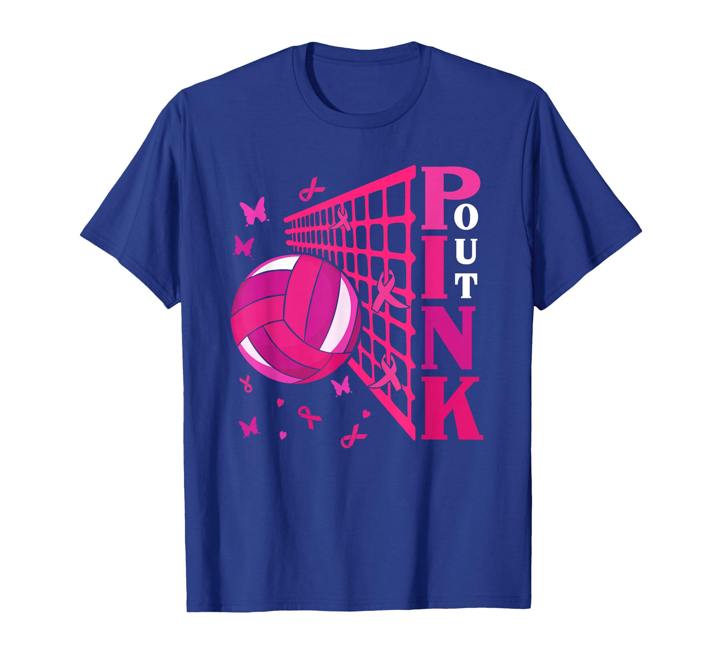 Cute Pink Out Volleyball Breast Cancer Awareness Pink Ribbon T-Shirt