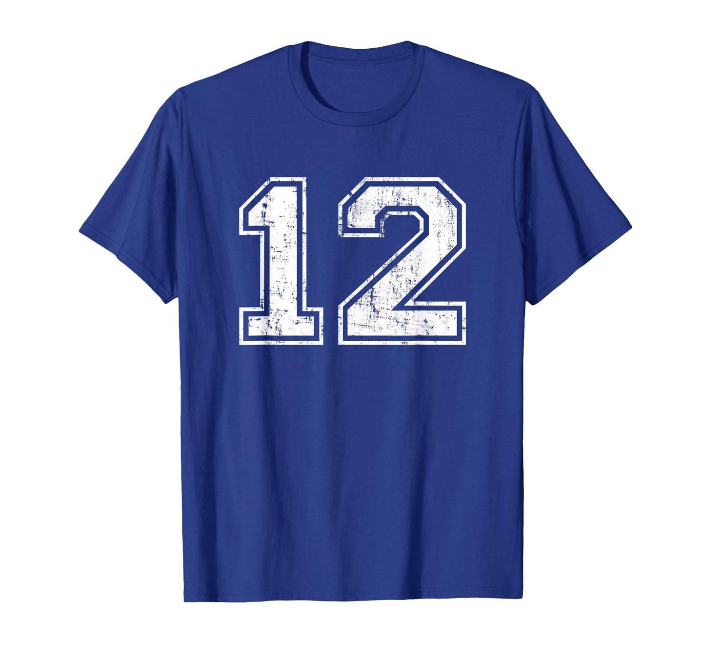 Number 12 Twelve Distressed Vintage Sports Training Practice T-Shirt