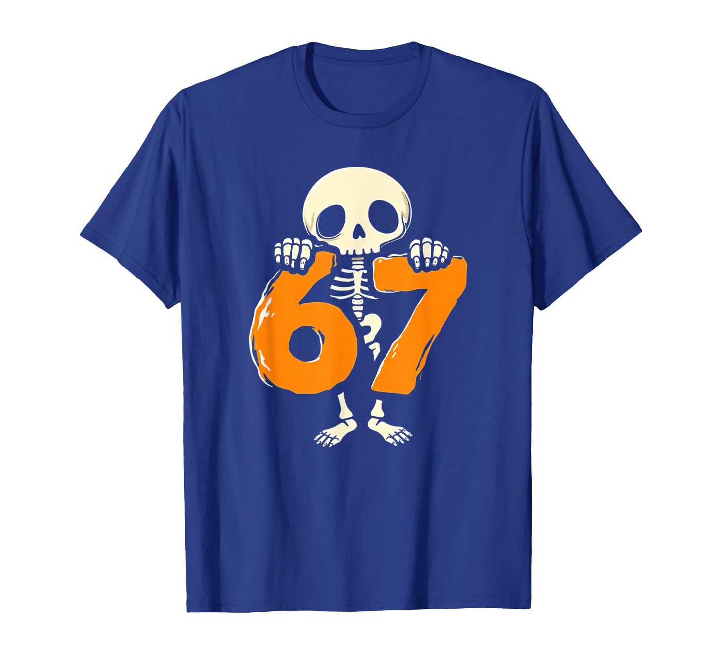 67 Halloween Brainrot Meme 6 7 Numbers Six Seven Skeleton T-Shirt
