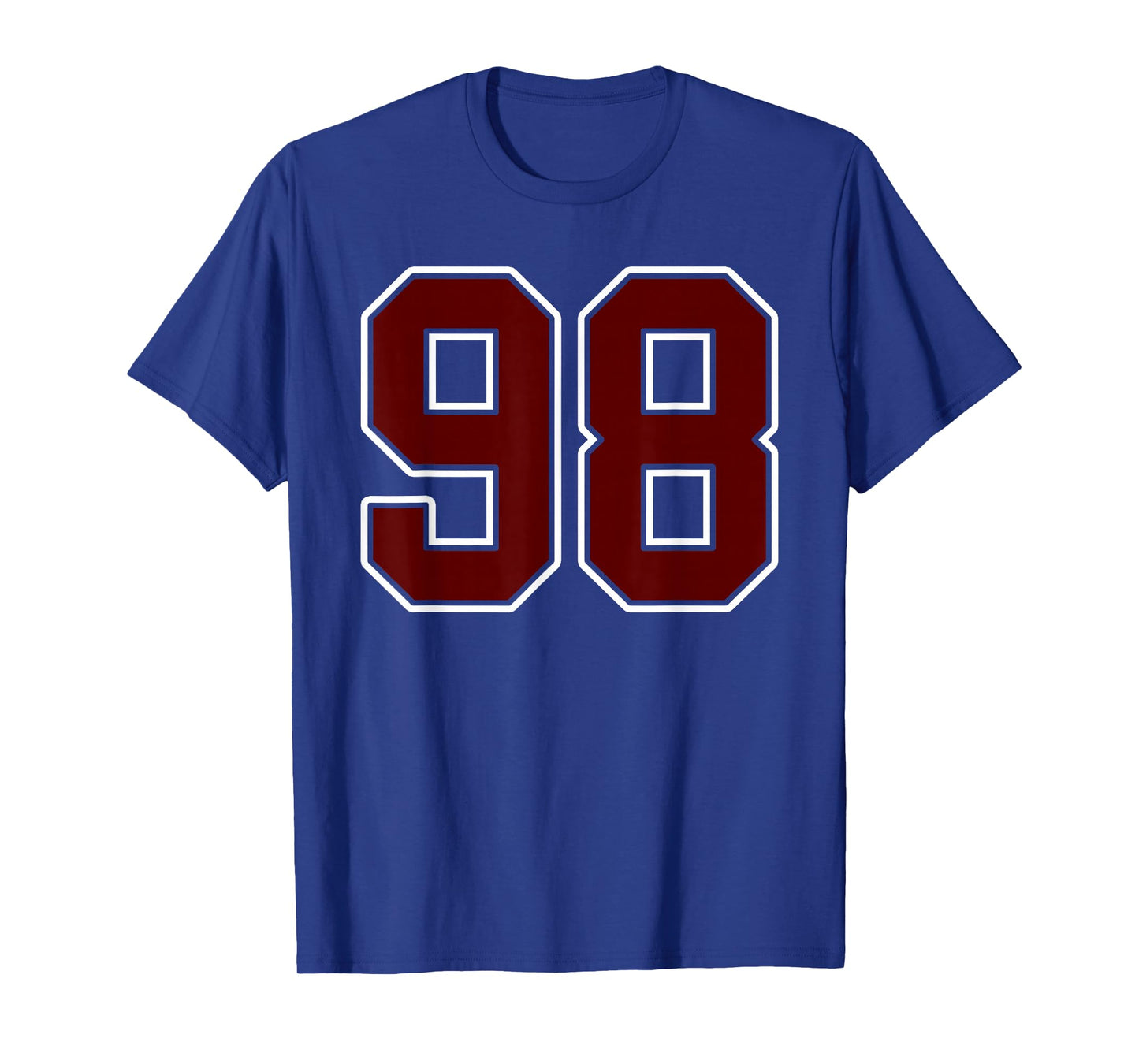 Maroon and White Number 98 Jersey Player Uniform #98 Fan T-Shirt