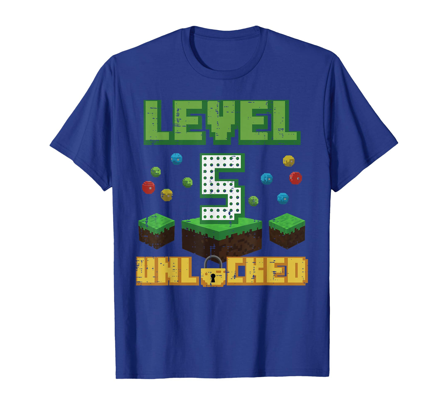 Level 5 Unlocked Pixel Gamer 5th Birthday Gaming Boys Kids T-Shirt