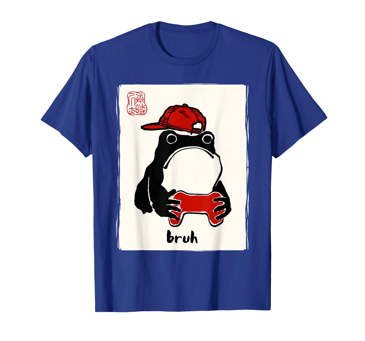 Grumpy Frog Gamer Bruh Ink Painting Japanese Funny Gamer T-Shirt