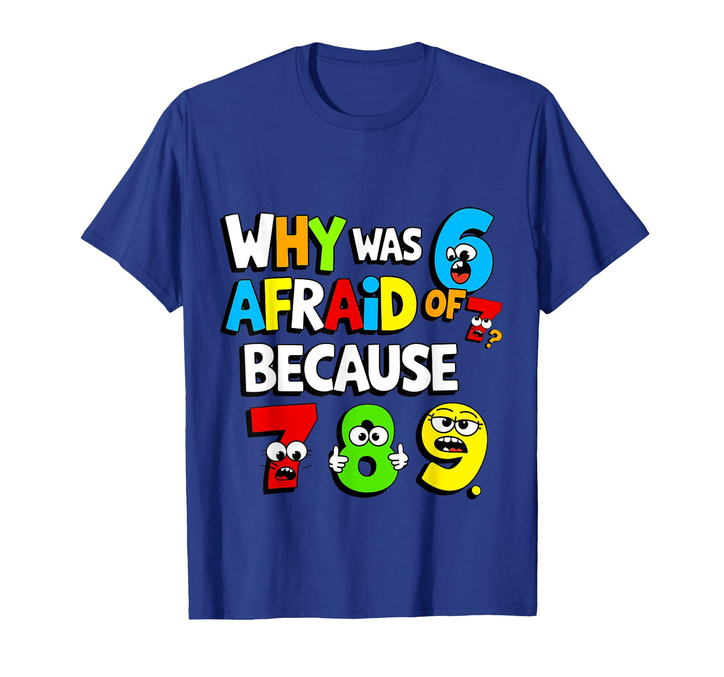 Funny Number Why Was 6 Afraid of 7 Math Day Costume Kids T-Shirt