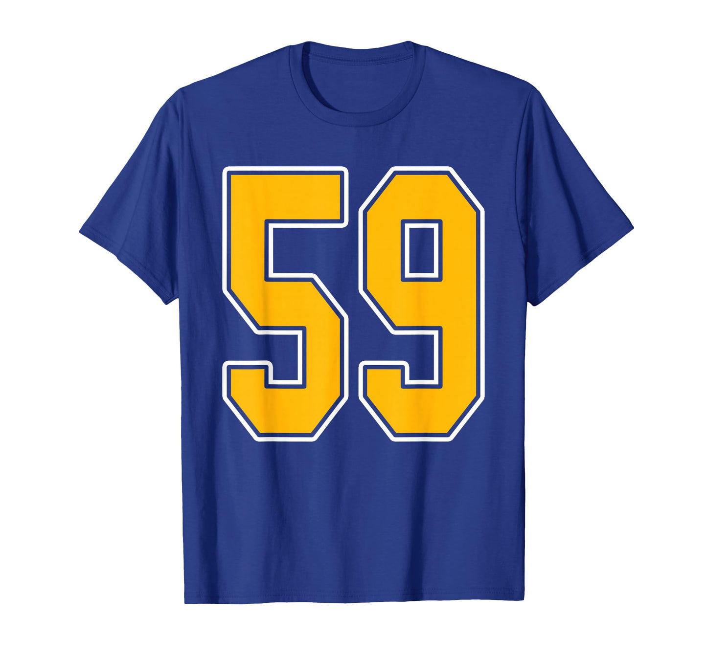 Gold and White Sports Number 59 Jersey Uniform Player T-Shirt