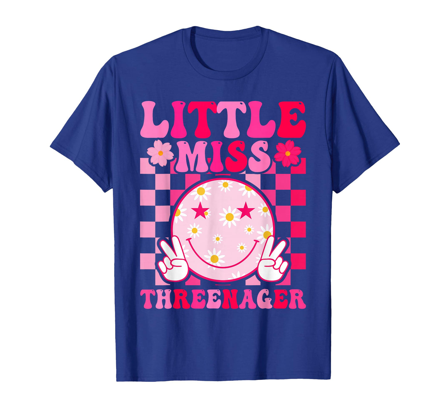 Little Miss Threenager 3rd Birthday Girl Outfit Retro Flower T-Shirt