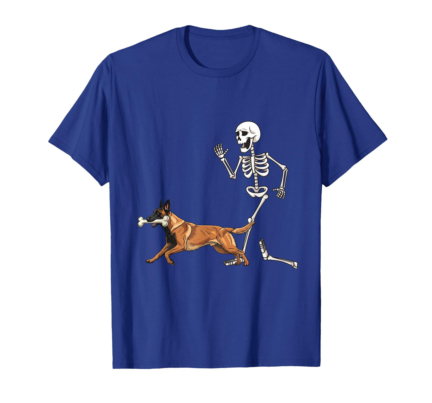 Funny Halloween Belgian Malinois and Skeleton T-Shirt