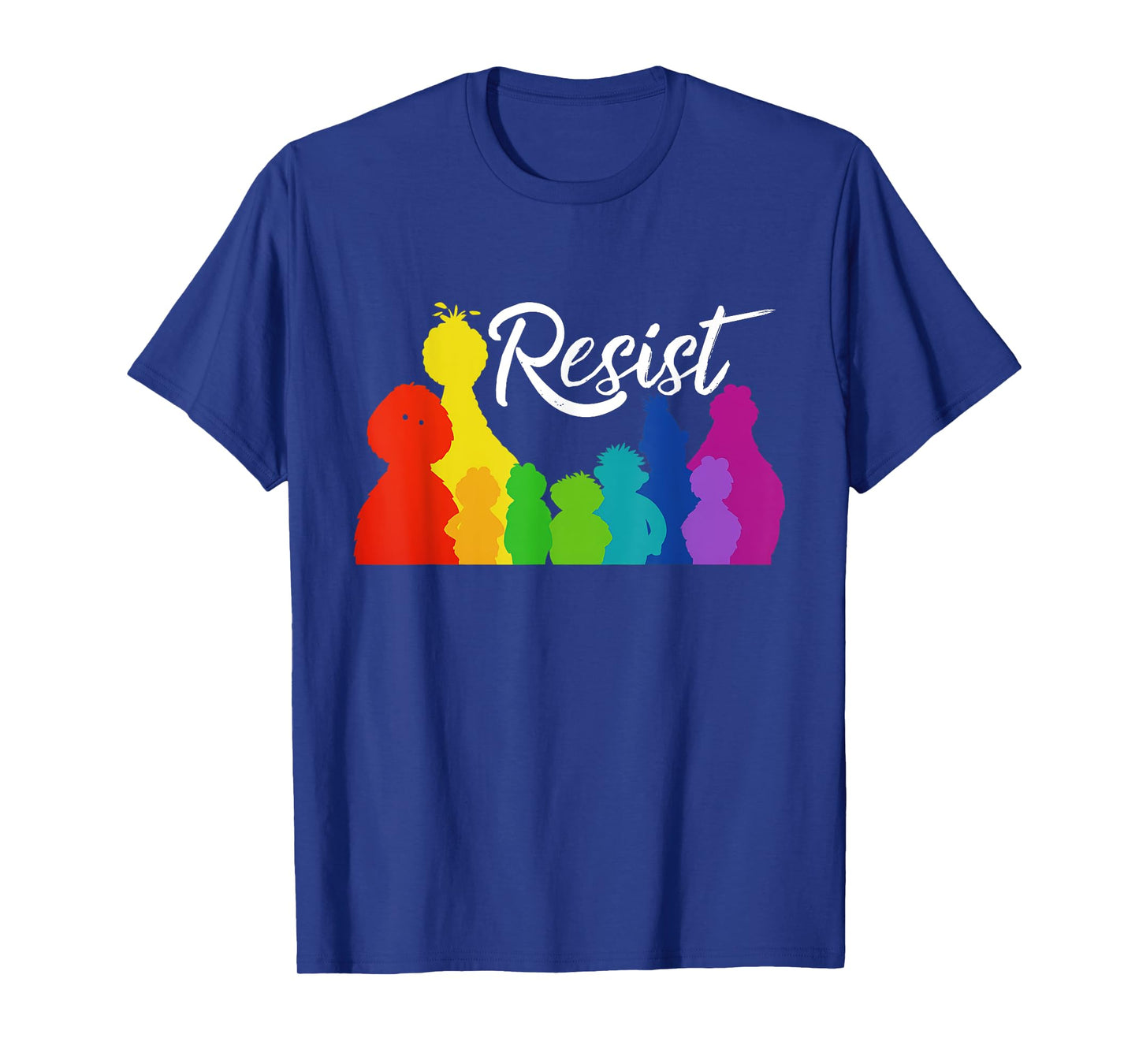 Resist Save P.B.S, Rainbow Silhouette Design Graphic Tee T-Shirt