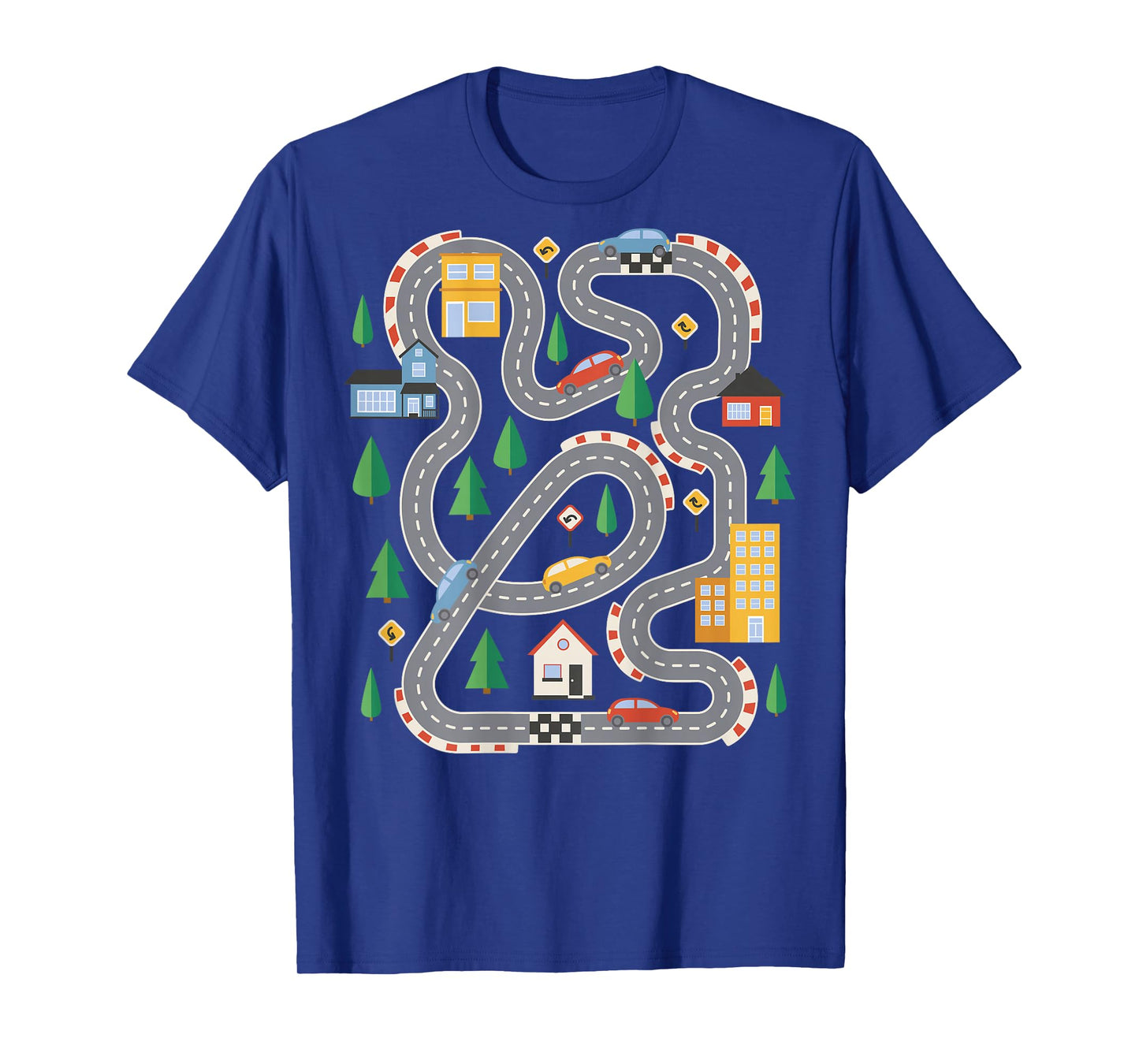 Cool Playmat Car Race Track On Back Cute Toddler Fathers Day T-Shirt