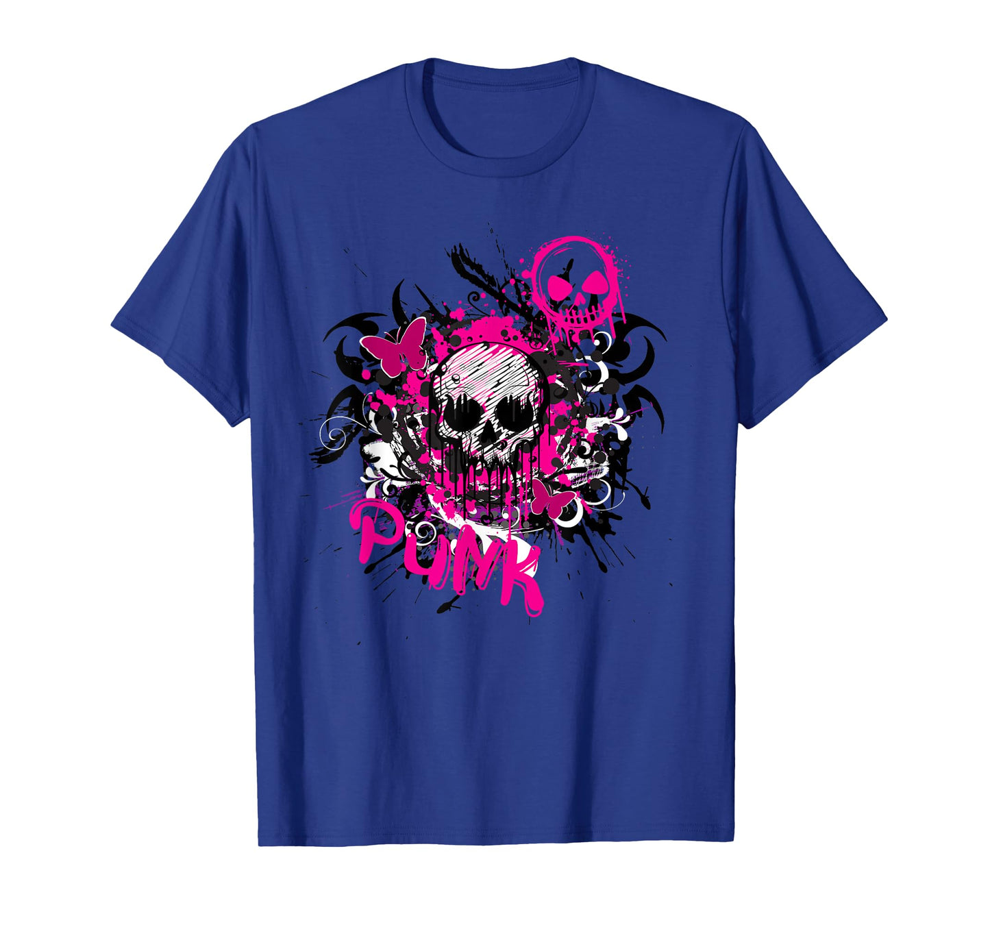 Pink skull y2k 2000s emo punk rock scene kid goth graphic T-Shirt
