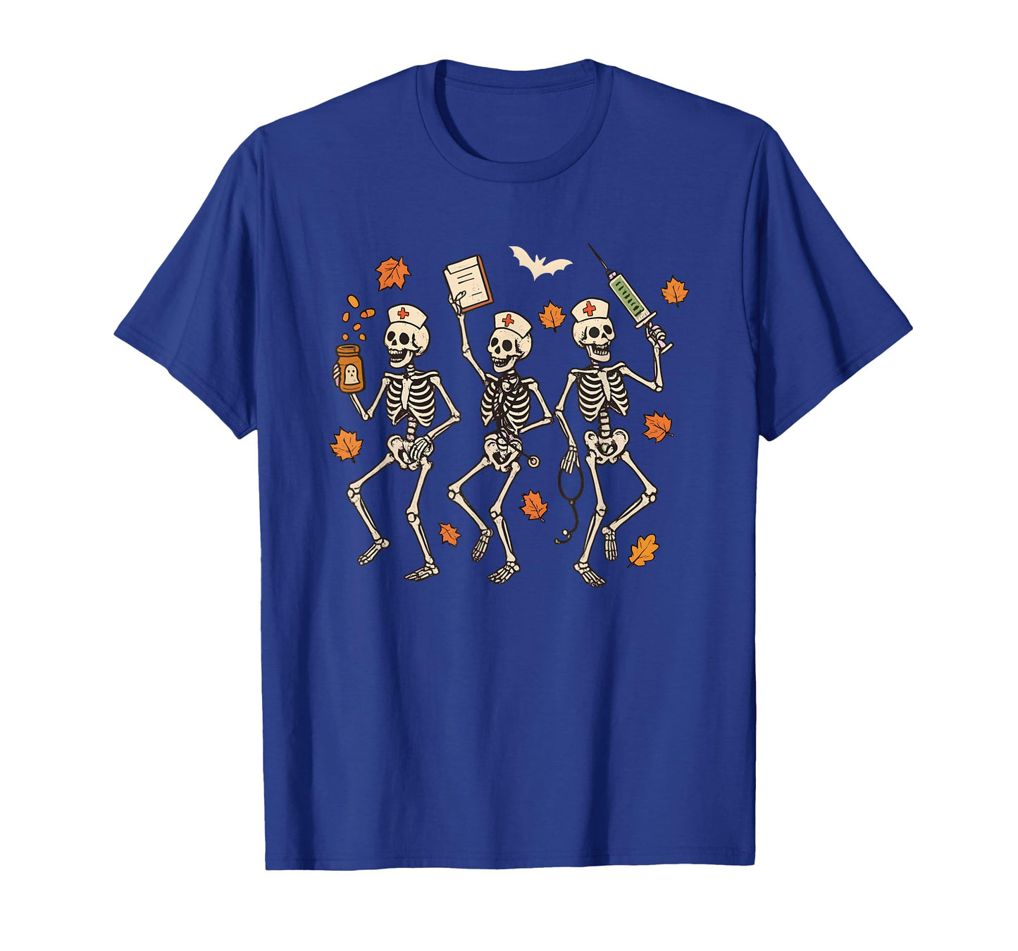 Skeleton Dancing Nurse Halloween Skull Nurse ER Fall Vibes T-Shirt