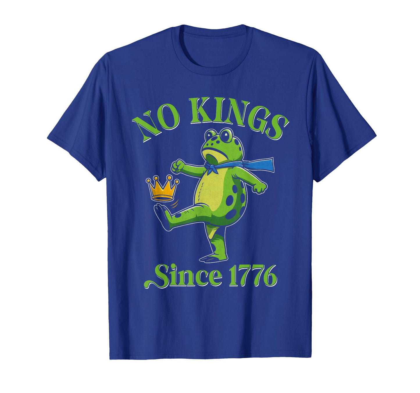No Kings Since 1776 Portland Frog Kicking Crown Retro T-Shirt