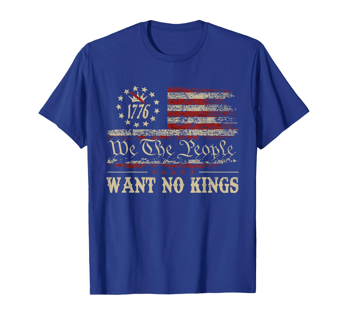 Retro June 14th Want No Kings In America 1776 USA Flag Men T-Shirt