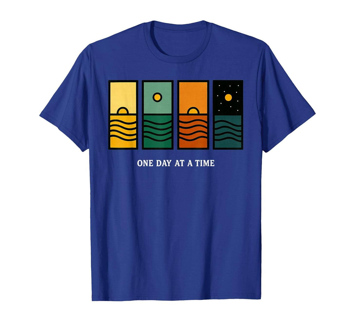 Retro One Day at A Time Motivational Quote Retro Sunset T-Shirt