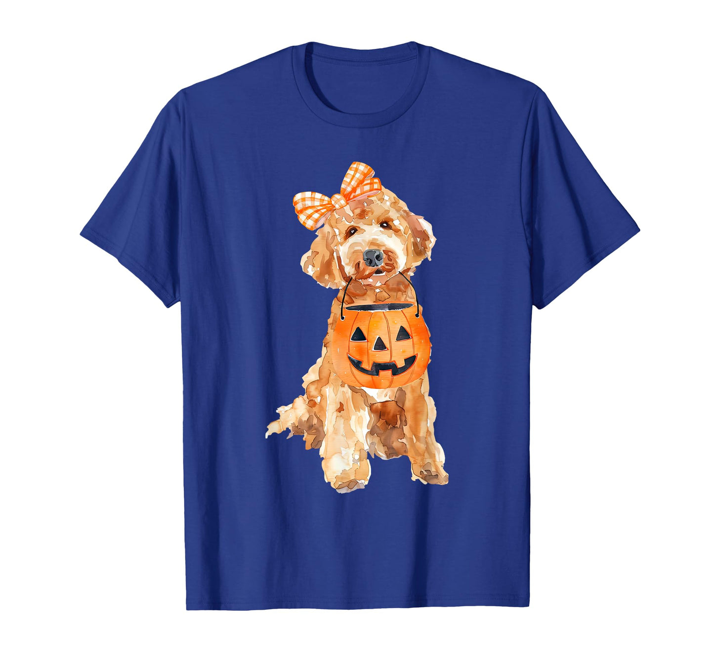 Retro Goldendoodle Pumpkin Jack O Lantern Halloween Dog Mom T-Shirt